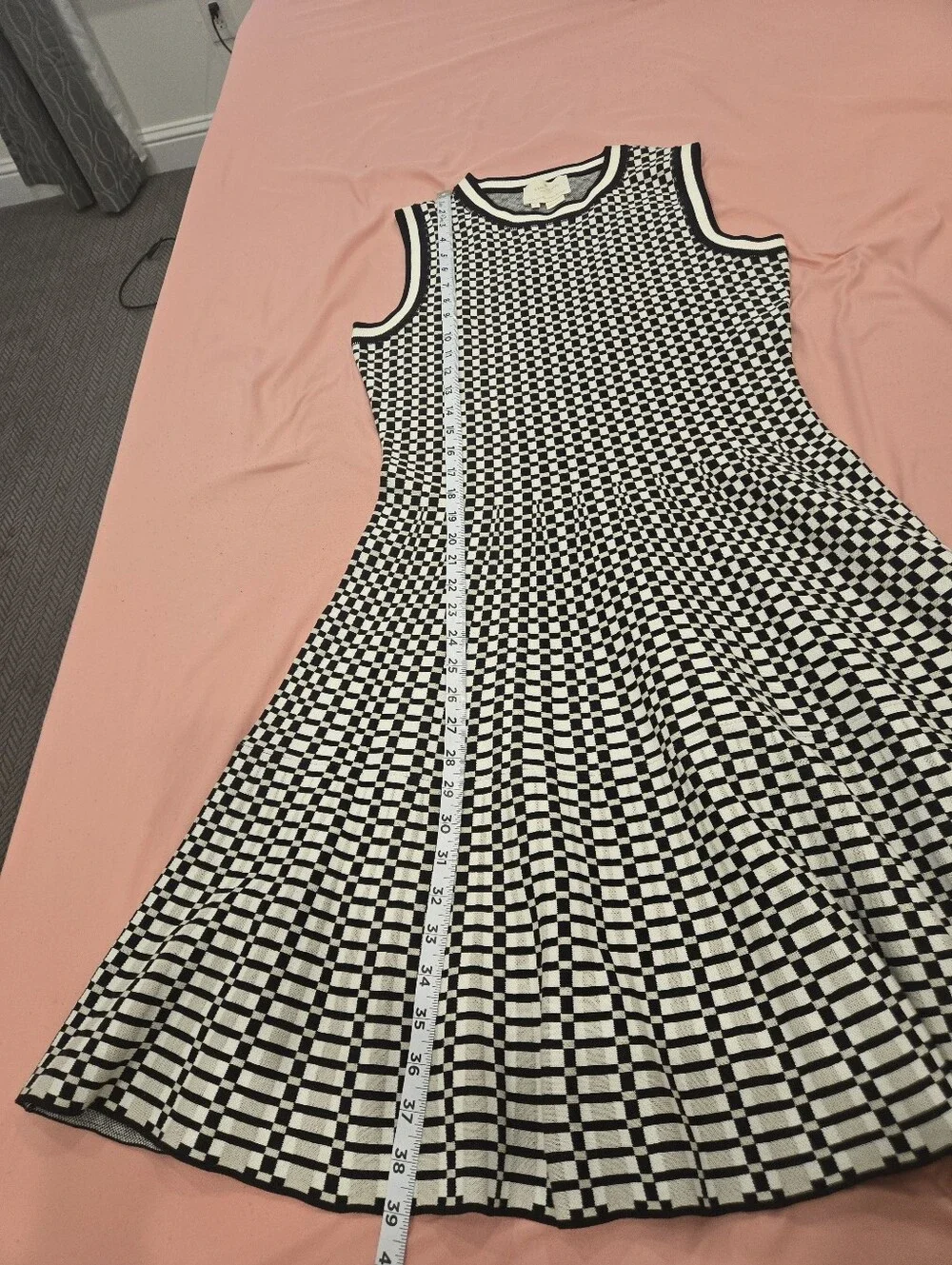 kate spade Black and White Check Knit Midi Dress Excellente Conditions‎